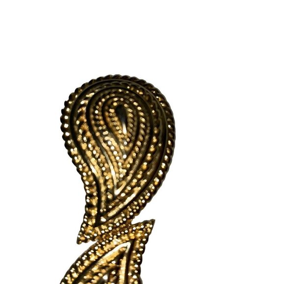 Mimi Di Niscemi Vintage Womens Belt Buckle Demi Ribbed Paisley 1985 Signed Gold - Picture 5 of 7
